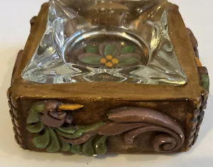 MCM Jaru Lloyd Bryan Signed Plaster Ashtray Moderne Art Deco '66 #139 Glass Inse - Picture 1 of 12