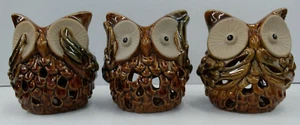 Keramik Wise Owl Teelicht 3er Set - Sehen, Hören & Sprechen kein Übel - Bild 1 von 4