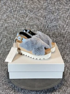 Sandalia plataforma Stella McCartney Elyse para mujer talla EU 36/6 azul claro peluda - Imagen 1 de 12