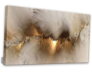Large Framed Abstract Gold Marble Texture Canvas Wall Art Tindal Effect Decor - Picture 1 of 8
