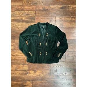 Vintage Style Clothing Short Tailcoat Blazer Jacket Green Velvet Medium Du Jour - Picture 1 of 4