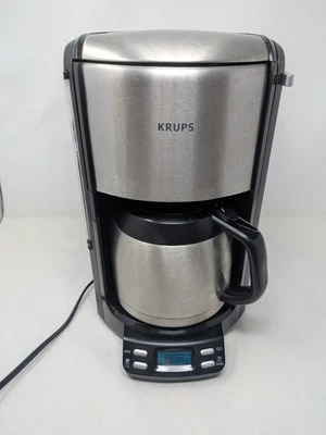 KRUPS Coffee Maker Stainless Programmable Drip Machine Thermal Carafe FMF5 10CUP - Image 1 of 4