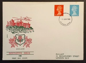 GB stamps 1969 Definitives 4d & 8d Colour Change Philart first day cover  - Picture 1 of 2