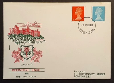 GB stamps 1969 Definitives 4d & 8d Colour Change Philart first day cover  - Image 1 of 2