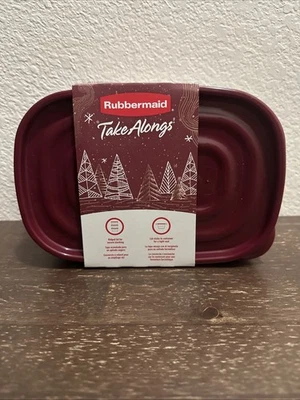 Rubbermaid TakeAlongs 4-Cup Rectangle Food Storage Containers Christmas Red Top - Image 1 of 4