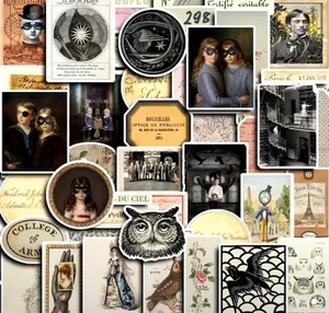 Antique Victorian Gothic Ephemera Stickers Scrapbooking Junk Journal 50 Pcs - Picture 1 of 2