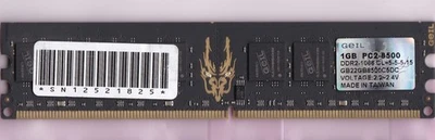 1GB PC2-8500 DDR2-1066 GEIL GB22GB8500C5DC LED Gamer Performance Memory Stick - Image 1 of 2