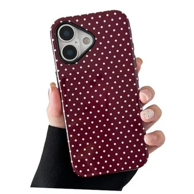  Funda Magnética Compatible con Magsafe, Lunares para iPhone 17 Rojo Vino Foto 1 de 4