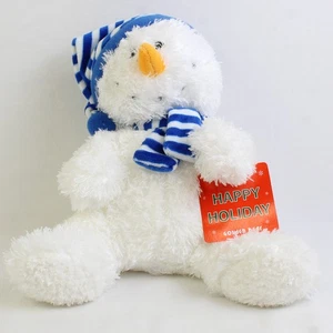 Golden Bear Happy Holiday Schneemann mit blauer Mütze & Schal 9,5" groß - Bild 1 von 5