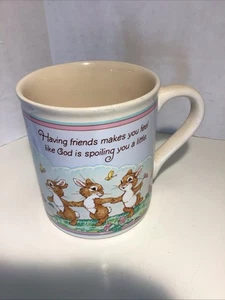 Tasse Mates Tasse Vintage Punze 1986 Having Friends Gott Frühling Hasen Natur - Bild 1 von 5