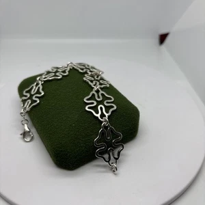 (1771)Sterling Silver 925 Fancy Bracelet Clover - Picture 1 of 10