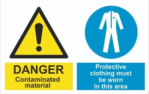Danger Multi-Sign - Contaminated Material - 1.2mm Rigid PVC - A5 A4 - Picture 1 of 2