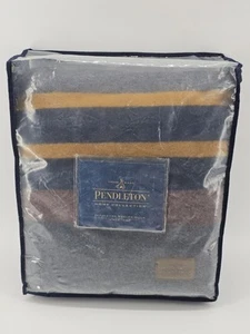 Pendleton Home Collection Yakima Camp Striped Blanket Wool Blend Queen 90x90 USA - Picture 1 of 8