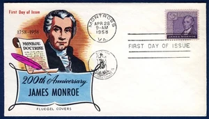 US 1958 James Monroe (1105) First Day Cover . Fluegel Cachet - Picture 1 of 1