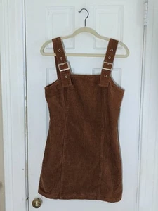 I&M Overall Dress M Womens Jumper Brown Corduroy Cotton Geek C9 - Picture 1 of 7