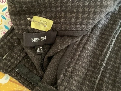 ME + EM 14 Houndstooth Cropped Trousers Winter Weight Wide Brown Jersey Pockets  - Image 1 of 4