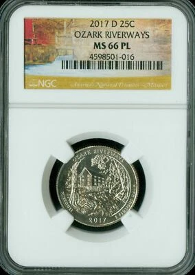 2017 D OZARK RIVERWAYS QUARTER NGC MS66 PL 2ND FINEST REGISTRY  * - Image 1 of 2