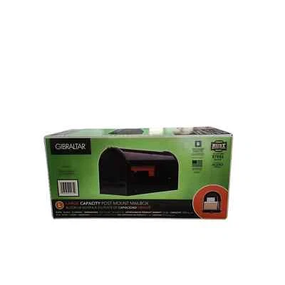 Post Mount Mailbox Extra Galvanized Steel Large Black Gibraltar Rural Mail Box - Image 1 of 4