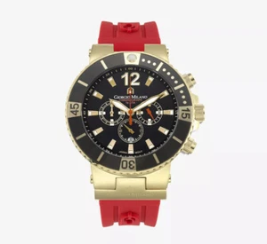 Giorgio Milano Luxury Men’s Watch Gold Red,chronograph, Water Resistance 10 ATM - Picture 1 of 6