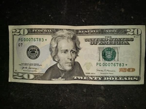 Low Serial 20 Dollar Bill Star Note 2017A PG 00076783* - Picture 1 of 2