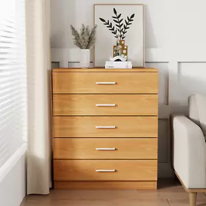 Riano Chest of Drawers Wooden Bedroom Furniture Storage Bedside Table 5 Drawer - Picture 1 of 25
