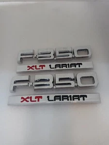 1987-1991 Ford F-350 XLT LARIAT Fender Side Emblem Badge OEM Set - Foto 1 di 2