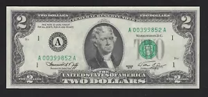 1976 USA 3 Consecutive $2 Two Dollar Bill Series(A) Number A00399852A,53,54 UNC - Picture 1 of 6