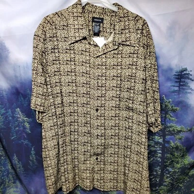NEW Claiborne Mens Size 3XL Short Sleeve Button Up Shirt Geometric - Image 1 of 4