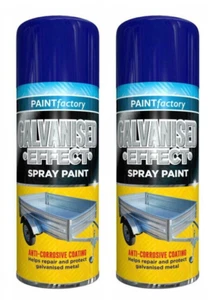 2 x 400ml Galvanised Effect Spray Paint Anti Corrosive Coat Protect Metal Rust - Picture 1 of 1