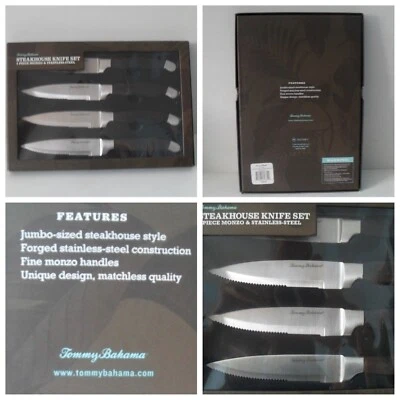 Juego de 4 cuchillos para carne Tommy Bahama asas de madera Monzo hojas de 5" - nuevos nunca usados Foto 1 de 4