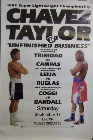 Chavez Taylor II Original 27x40 Poster Julio Cesar Chavez Meldrick Taylor White Cover