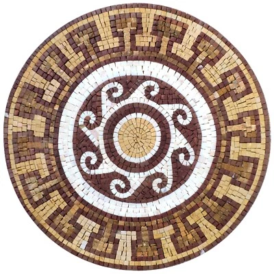 Handmade Brown Mediterranean Patterned Mosaic Medallion - Image 1 of 4