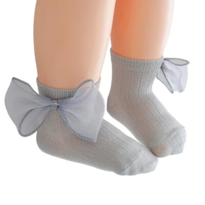 Calcetines cortos para bebés niños pequeños antideslizantes de encaje moño calcetines de algodón calcetines cálidos para bebés Foto 1 de 4