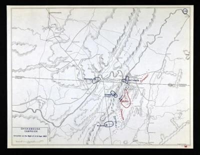 West Point Civil War Map Chickamauga Georgia Chattanooga Tennessee Night Sept 9 - Image 1 of 3