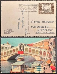 1960 Italy #796 w slogan cancel on Venezia Post Card(4847-10) to Germany *d - Picture 1 of 3