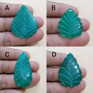 AAA+ Green Onyx Leaf Shape Carving Stone Loose Gemstone For Pendant and Jewelry - Picture 1 of 13