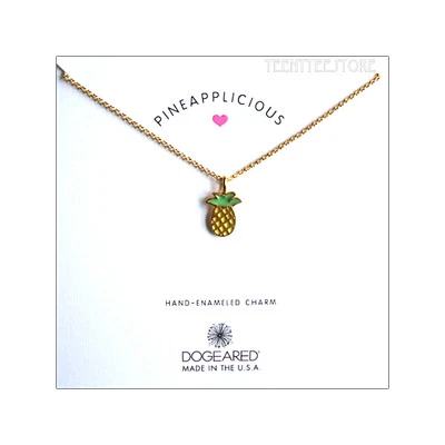 Dogeared Hand Enamel Pineapple 14K Gold Plated Brass Necklace 16" + 2" Ex. BOXED - Image 1 of 4