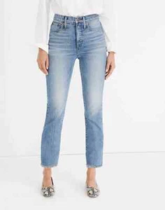 Madewell Perfect Vintage Crop Jean Women 30T Raw Hem 5-Pocket Denim Cotton Blue - Picture 1 of 13