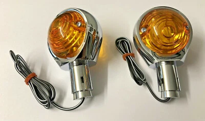 Ochsenaugen Blinker Lenkerendenblinker ALU verchromt 22mm 2 Stück Paar NEU145500 - Bild 1 von 4