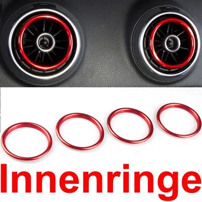 4x Lüftungsringe Aluminium Rot Ringe Zierringe passend für Audi A3 S3 RS3 Q2 - Bild 1 von 4
