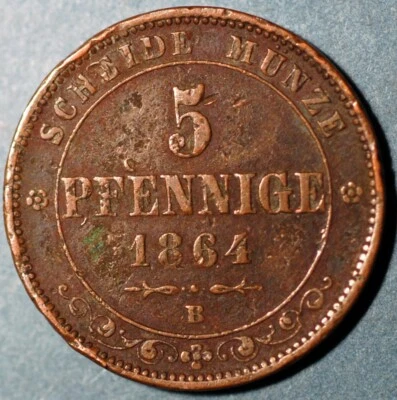 German States SAXONY-ALBERTINE 5 Pfennig 1864 KM# 1218 - Image 1 of 2