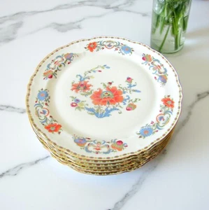 Limoges Raynaud. 6 flache Porzellan Teller Alt China Damon Collection - Bild 1 von 2