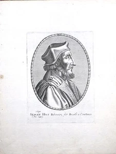 Eau forte, Portrait de Jean Hus, Bohemien, 1658 - Imagen 1 de 3