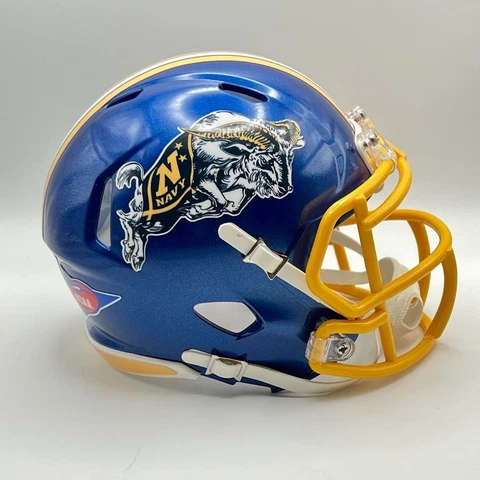 Navy Midshipmen CUSTOM Concept Metallic Blue Billy Goat Mini Football Helmet Cover
