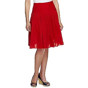 G.I.L.I. Size 10 Regular A-Line Skirt with Pleating Details RED - Picture 1 of 3