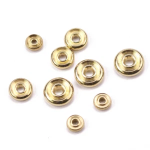 30pcs Flat Round Rondelle 6mm 8mm 10mm Solid Brass Metal Light Gold Color Beads - Picture 1 of 8