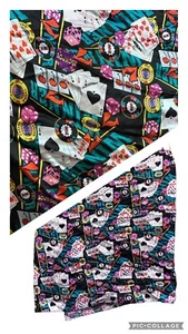 Flamingo Hotel Casino Hilton Poker Chips  Cards Gambling Scarf 44x44 Vintage - Picture 1 of 7