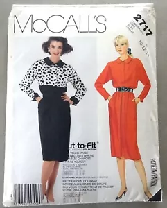 McCalls  2717 10-12-14 Cut to Fit Vintage 1986 Woman's Dress Pattern  Complete - Picture 1 of 3