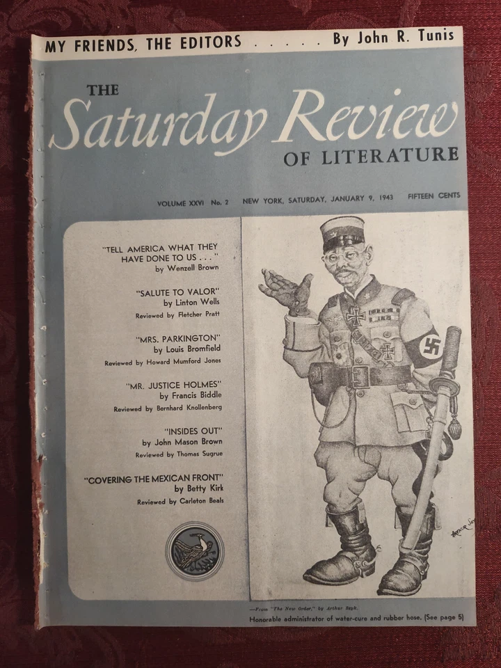 SATURDAY REVIEW Magazine January 9 1943 Arthur Szyk John Tunis Wenzell Brown - Image 1 of 1