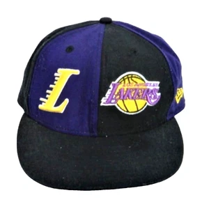 BVintage New Era Los Angeles Lakers NBA Black/Purple Hat sz 7 1/8 Pre Owned - Picture 1 of 6